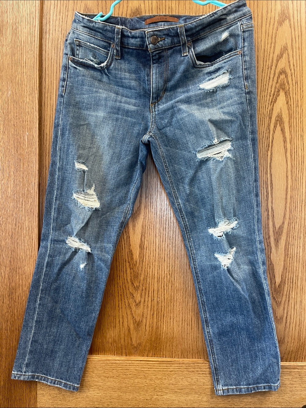 Joe's Jeans Distressed Boyfriend Jeans in Medium Blue